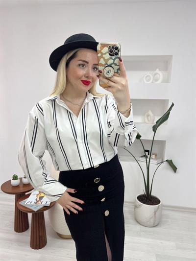 Orj Marka Model Premium Çizgili Pamuk Gömlek