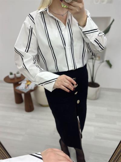 Orj Marka Model Premium Çizgili Pamuk Gömlek