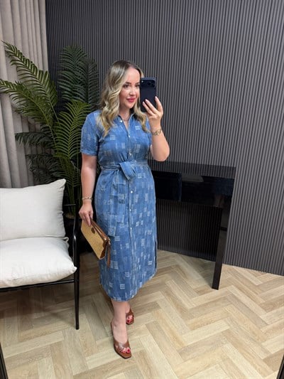 Orj Marka Model Püskül Detaylı Denim Elbise