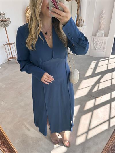 Orj Marka Model Saten Detaylı Mavi Elbise