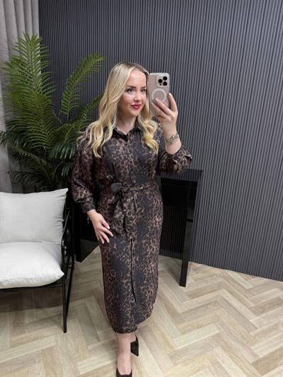 Orj Marka Model Tensel Elbise Leopar
