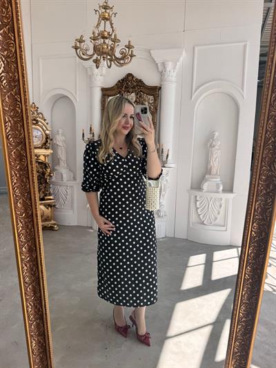 Orj Marka Puantiye Kısa Kollu Elbise