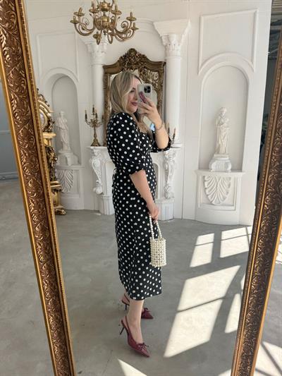 Orj Marka Puantiye Kısa Kollu Elbise