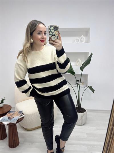 Orj Marka Pullu Çizgili Kazak
