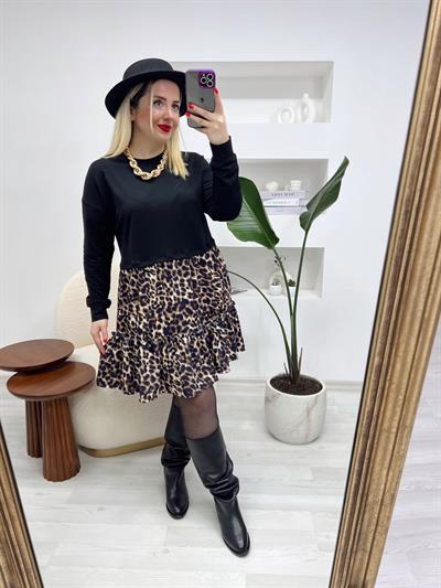 Orj Marka Sweat Elbise Leopar