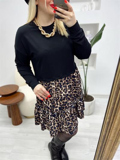 Orj Marka Sweat Elbise Leopar