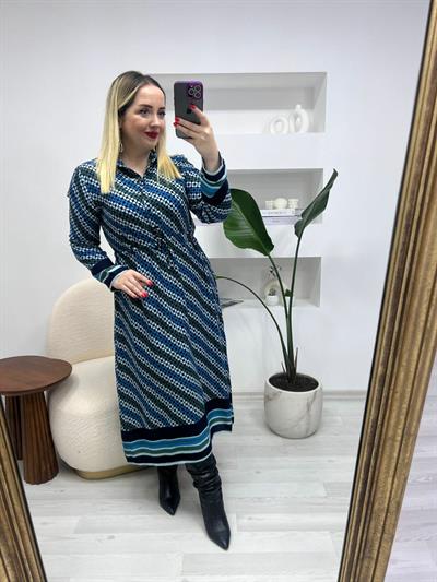 Orj Marka Lacivert Maxi Elbise