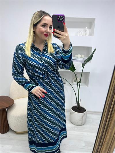 Orj Marka Lacivert Maxi Elbise