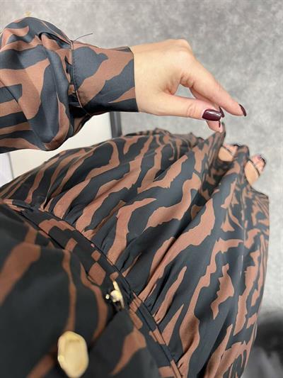 Orj Marka Saten Zebra Elbise