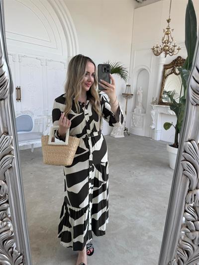 Orj Marka Ebru Haki Desenli Gömlek Elbise