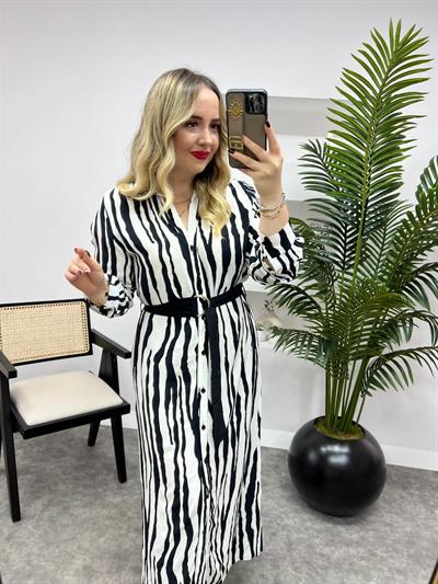 Orj Zr Marka Zebra Kuşaklı Elbise
