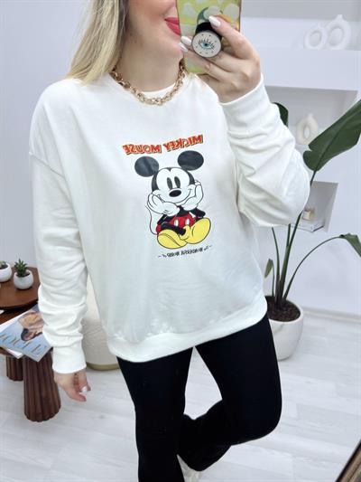 Orj Marka Mickey Beyaz Sweat