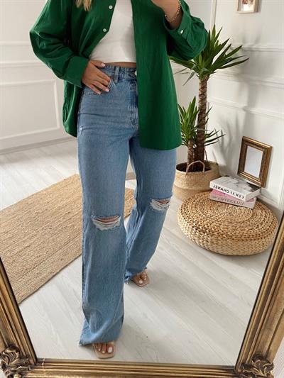 Orjinal Marka Paçasi Kesin Palazzo Jean