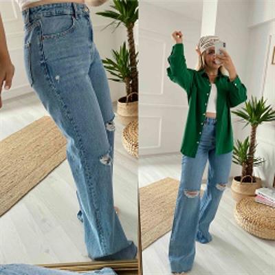 Orjinal Marka Paçasi Kesin Palazzo Jean