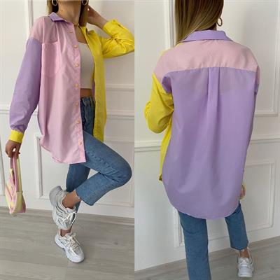 Orjinal Marka Renkli Bloklu Gömlek