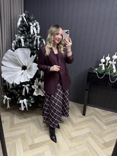 Özel Doku Blazer Ceket Bordo