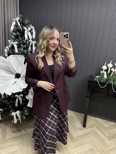 Özel Doku Blazer Ceket Bordo