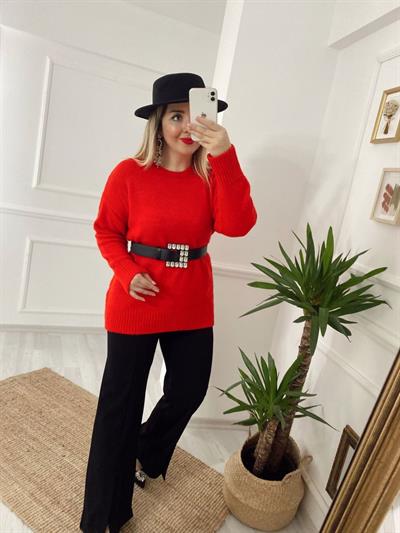 Paça Detaylı Beli Lastikli Kumaş Pantolon