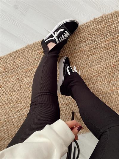 Paça Detaylı Fitilli Tayt Pantolon