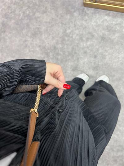 Paça Detaylı Pilise Takım Siyah