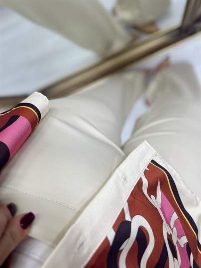 Palazzo Ekru Deri Pantolon