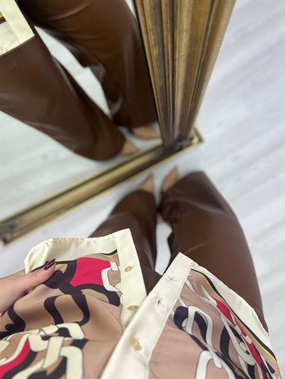 Palazzo Kahve Deri Pantolon