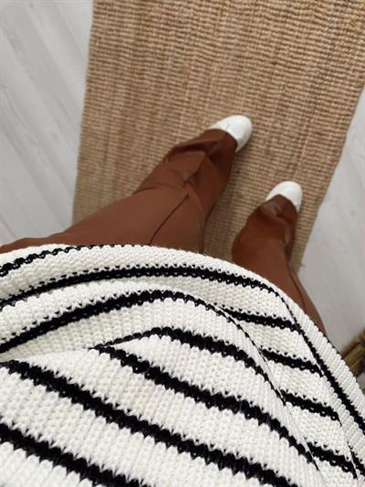 Palazzo Model Yüksek Bel Deri Pantolon Taba