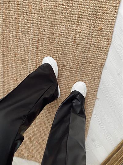 Palazzo Model Yüksel Bel Deri Pantolon Siyah