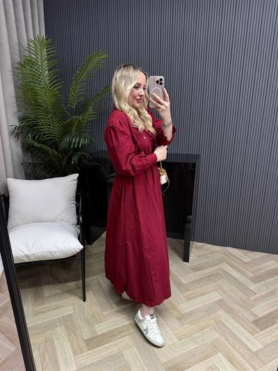 Palmiye Paraşüt Kumaş Ceketli Elbiseli Takım Bordo