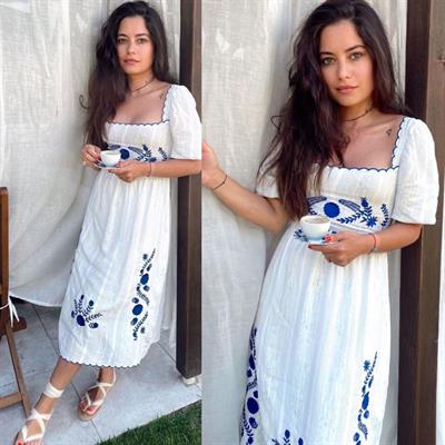 Pamuk Kumaş İşleme Detaylı Elbise