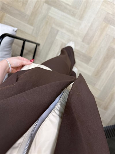 Paraşüt Detaylı Yelekli Tasarım Takım Acı Kahve