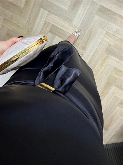 Paris Gold Detaylı Tasarım Saten Takım Siyah