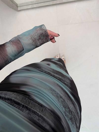 Paris Yaka Düğüm Detaylı Tasarım Tül Elbise