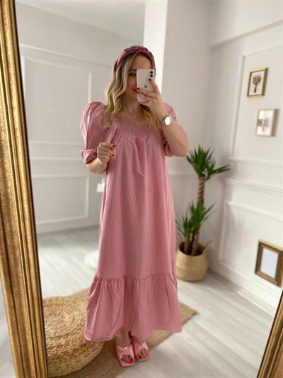 Pembe Balon Kol Elbise