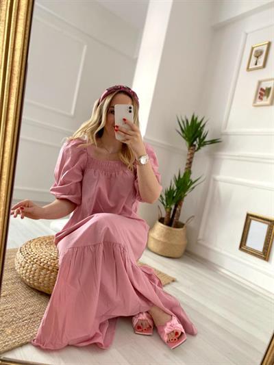 Pembe Balon Kol Elbise