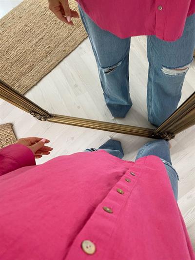 Pembe Bf Keten Gömlek