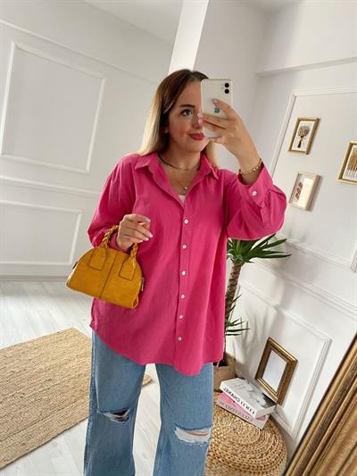 Pembe Bf Keten Gömlek