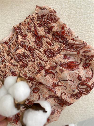 Pembe Desenli Şifon Bluz