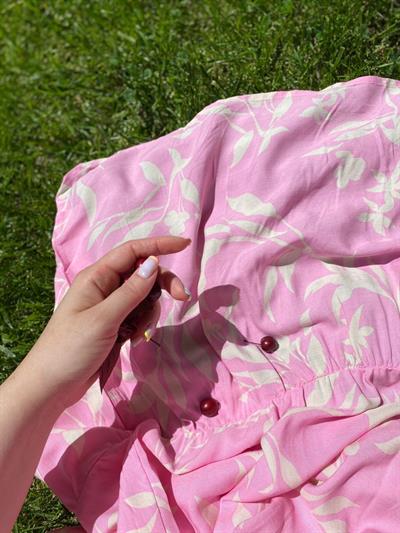 Pembe Madonna Yaka Prenses Elbise