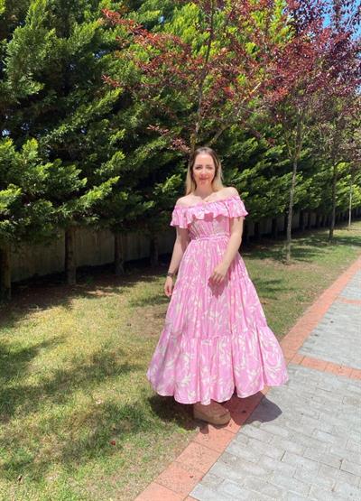Pembe Madonna Yaka Prenses Elbise