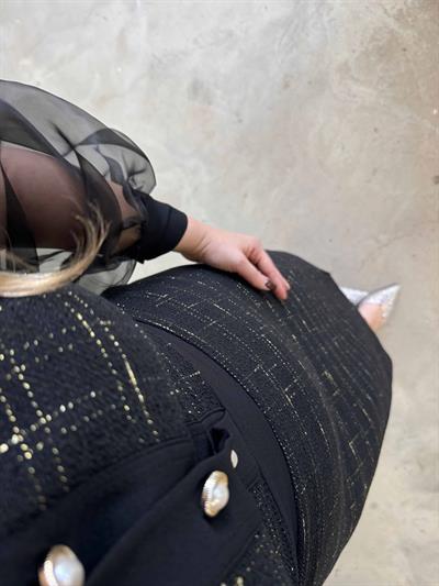 Peri Kolları Organze Tasarım Tüvit Elbise Siyah