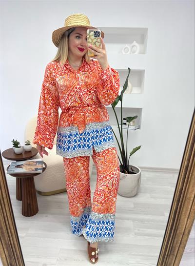 Perla Pamuk Viskon Takım Oranj