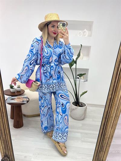 Petra Pamuk Viskon Takım Mavi