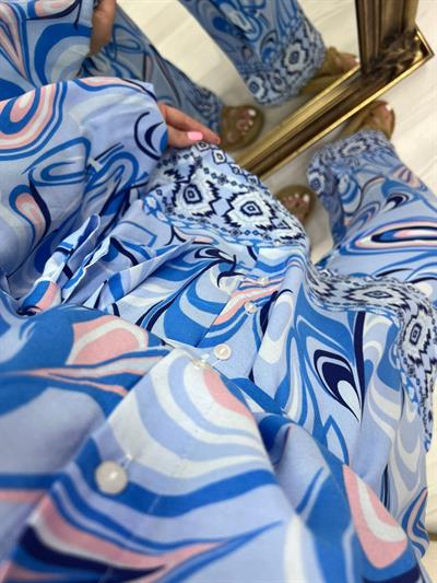 Petra Pamuk Viskon Takım Mavi