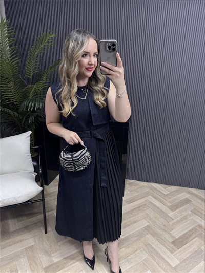 Piliseli Özel Tasarım Denim Elbise