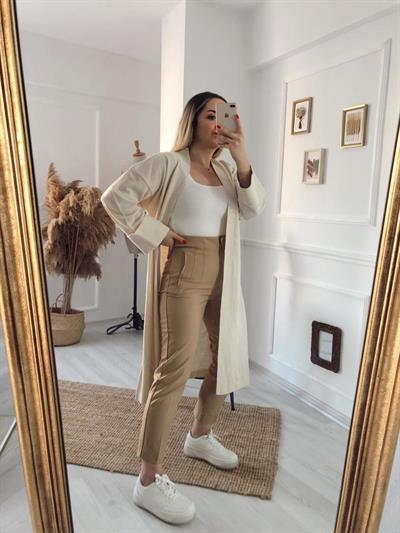 Pirinç Örgü Krem Hırka