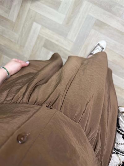 Polen Eteklı Gömlekli Takım Kahverengi