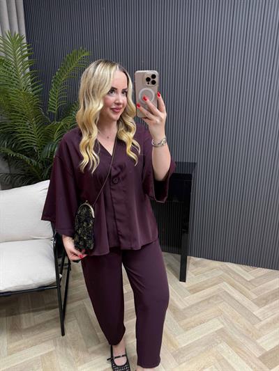 Premium Ceketli Tensel Takım Bordo