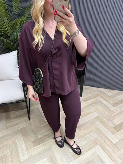 Premium Ceketli Tensel Takım Bordo