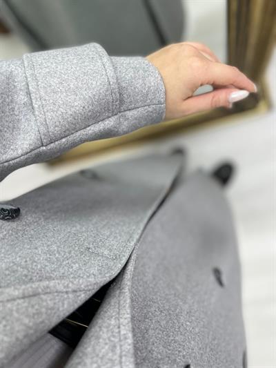 Premium Gri Yün Kaşe Kaban